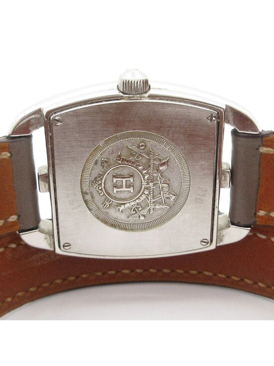 Hermès Cape Cod Quartz / Stainless Steel / 26.8x24mm / CT1  Hermes Watch Cape Cod SS Leather Belt L White